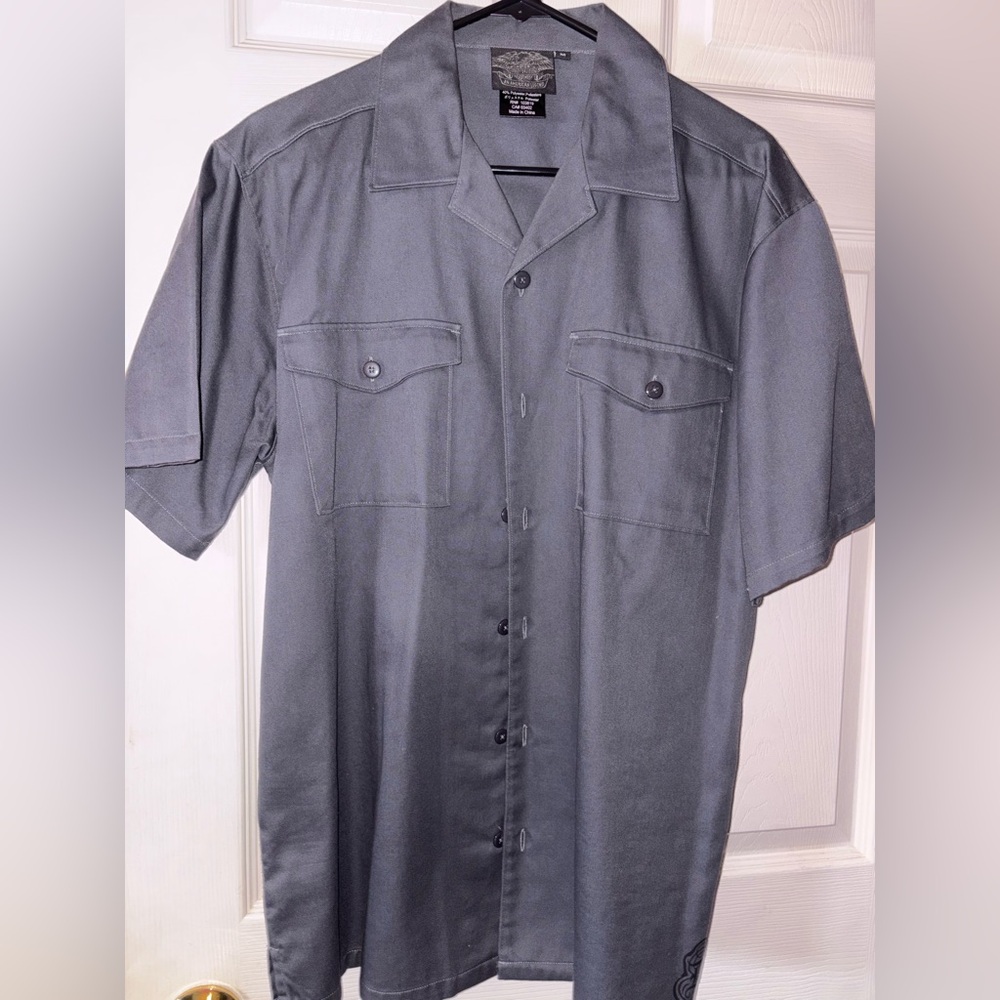 Harley-Davidson Men's Button-Up Short Sleeve Shirt in Charcoal